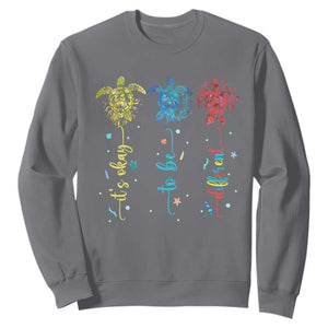 Autism Awareness Sweatshirt It's Ok To Be Different Sea Turtle TS09 Charcoal Printyourwear