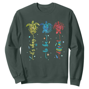 Autism Awareness Sweatshirt It's Ok To Be Different Sea Turtle TS09 Dark Forest Green Printyourwear
