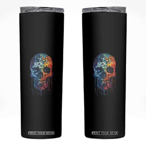 Autism Awareness Cool Puzzle Skull Skinny Tumbler TS09 Black Print Your Wear