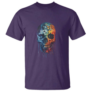 Autism Awareness Cool Puzzle Skull T Shirt TS09 Purple Printyourwear