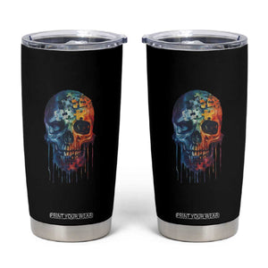 Autism Awareness Cool Puzzle Skull Tumbler Cup TS09 Black Print Your Wear