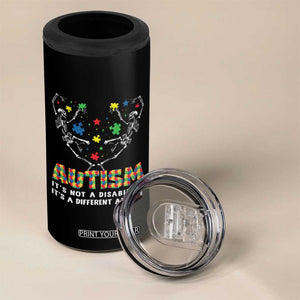 Autism Awareness 4 in 1 Can Cooler Tumbler Skeleton It's Not A Disability It's A Different Ability TS09 Print Your Wear