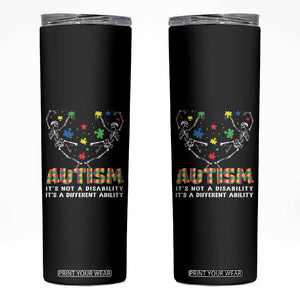 Autism Awareness Skinny Tumbler Skeleton It's Not A Disability It's A Different Ability TS09 Black Print Your Wear