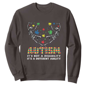 Autism Awareness Sweatshirt Skeleton It's Not A Disability It's A Different Ability TS09 Dark Chocolate Printyourwear