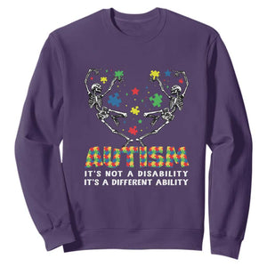 Autism Awareness Sweatshirt Skeleton It's Not A Disability It's A Different Ability TS09 Purple Printyourwear
