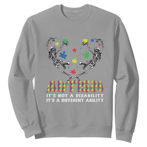Autism Awareness Sweatshirt Skeleton It's Not A Disability It's A Different Ability TS09 Sport Gray Printyourwear