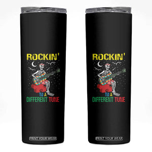 Autism Awareness Skinny Tumbler Rockin' To A Different Tune Skeleton TS09 Black Print Your Wear
