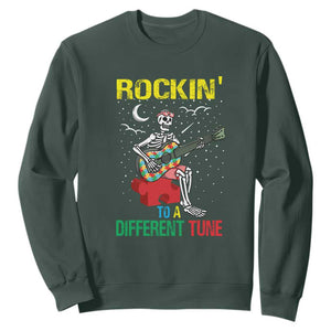 Autism Awareness Sweatshirt Rockin' To A Different Tune Skeleton TS09 Dark Forest Green Printyourwear
