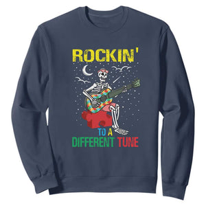 Autism Awareness Sweatshirt Rockin' To A Different Tune Skeleton TS09 Navy Printyourwear