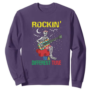 Autism Awareness Sweatshirt Rockin' To A Different Tune Skeleton TS09 Purple Printyourwear