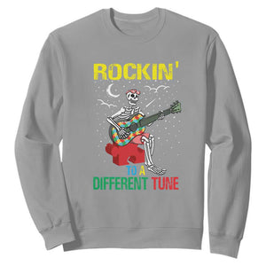 Autism Awareness Sweatshirt Rockin' To A Different Tune Skeleton TS09 Sport Gray Printyourwear