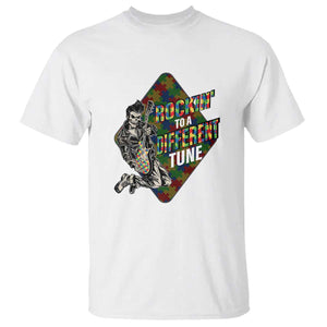 Autism Awareness T Shirt Rockin' To A Different Tune Skeleton TS09 White Printyourwear