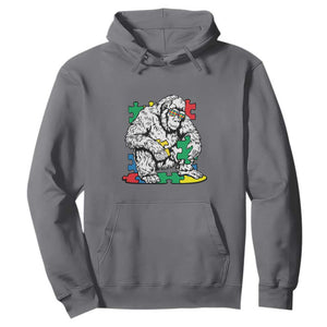 Autism Awareness Bigfoot Puzzle Autistic Warrior Hoodie TS09 Charcoal Printyourwear