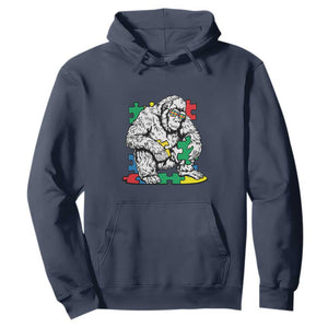 Autism Awareness Bigfoot Puzzle Autistic Warrior Hoodie TS09 Navy Printyourwear