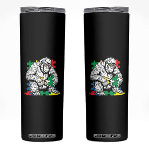 Autism Awareness Bigfoot Puzzle Autistic Warrior Skinny Tumbler TS09 Black Print Your Wear