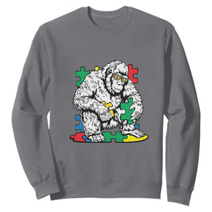 Autism Awareness Bigfoot Puzzle Autistic Warrior Sweatshirt TS09 Charcoal Printyourwear