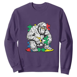 Autism Awareness Bigfoot Puzzle Autistic Warrior Sweatshirt TS09 Purple Printyourwear