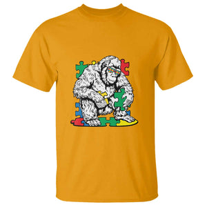 Autism Awareness Bigfoot Puzzle Autistic Warrior T Shirt TS09 Gold Printyourwear