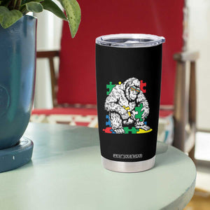 Autism Awareness Bigfoot Puzzle Autistic Warrior Tumbler Cup TS09 Print Your Wear