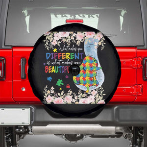 Autism Awareness Spare Tire Cover What Makes You Different Is What Makes You Beautiful Autistic Elephant Mom TS09 Black Print Your Wear