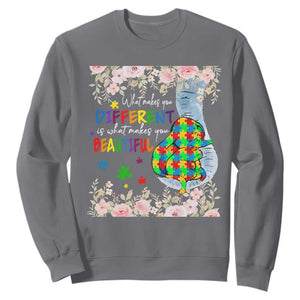 Autism Awareness Sweatshirt What Makes You Different Is What Makes You Beautiful Autistic Elephant Mom TS09 Charcoal Print Your Wear