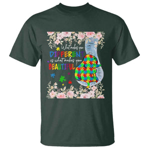 Autism Awareness T Shirt What Makes You Different Is What Makes You Beautiful Autistic Elephant Mom TS09 Dark Forest Green Print Your Wear