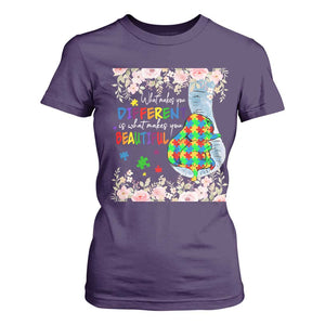 Autism Awareness T Shirt For Women What Makes You Different Is What Makes You Beautiful Autistic Elephant Mom TS09 Purple Print Your Wear