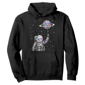 Autism Awareness Hoodie Astronaut Puzzle Balloon Autistic Outer Space TS09 Black Printyourwear