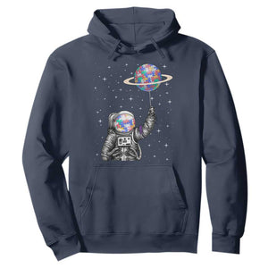Autism Awareness Hoodie Astronaut Puzzle Balloon Autistic Outer Space TS09 Navy Printyourwear