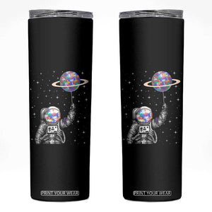 Autism Awareness Skinny Tumbler Astronaut Puzzle Balloon Autistic Outer Space TS09 Black Print Your Wear