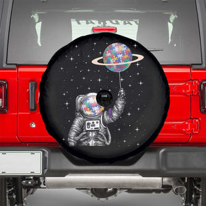 Autism Awareness Spare Tire Cover Astronaut Puzzle Balloon Autistic Outer Space TS09 Black Print Your Wear