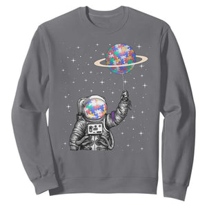 Autism Awareness Sweatshirt Astronaut Puzzle Balloon Autistic Outer Space TS09 Charcoal Printyourwear