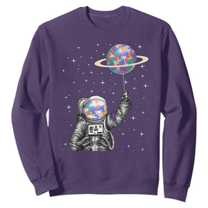 Autism Awareness Sweatshirt Astronaut Puzzle Balloon Autistic Outer Space TS09 Purple Printyourwear