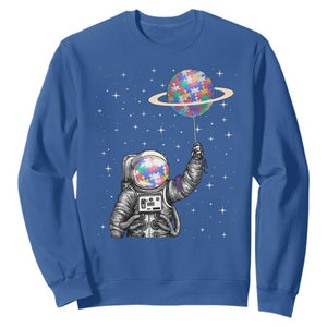 Autism Awareness Sweatshirt Astronaut Puzzle Balloon Autistic Outer Space TS09 Royal Blue Printyourwear