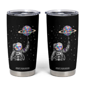 Autism Awareness Tumbler Cup Astronaut Puzzle Balloon Autistic Outer Space TS09 Black Print Your Wear