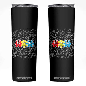 Autism Awareness Puzzle Periodic Table Autistic Skinny Tumbler TS09 Black Print Your Wear