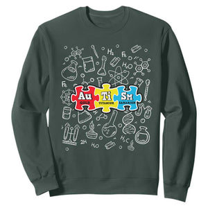 Autism Awareness Puzzle Periodic Table Autistic Sweatshirt TS09 Dark Forest Green Printyourwear