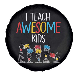 Autism Awareness Spare Tire Cover I Teach Awesome Kids Funny Puzzle Special Education Teacher TS09 Print Your Wear