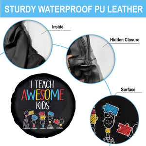 Autism Awareness Spare Tire Cover I Teach Awesome Kids Funny Puzzle Special Education Teacher TS09 Print Your Wear