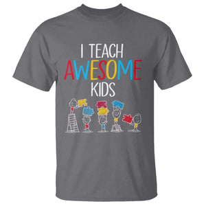 Autism Awareness T Shirt I Teach Awesome Kids Funny Puzzle Special Education Teacher TS09 Charcoal Printyourwear
