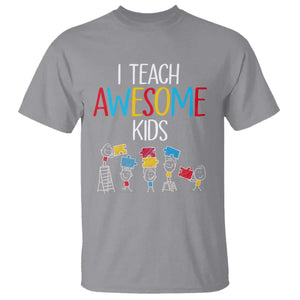 Autism Awareness T Shirt I Teach Awesome Kids Funny Puzzle Special Education Teacher TS09 Sport Gray Printyourwear