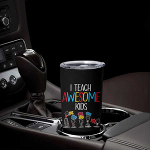 Autism Awareness Tumbler Cup I Teach Awesome Kids Funny Puzzle Special Education Teacher TS09 Print Your Wear