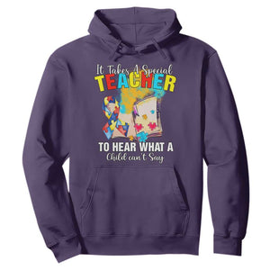 Autism Awareness Hoodie It Takes A Special Teacher To Hear What A Child Can't Say TS09 Purple Printyourwear