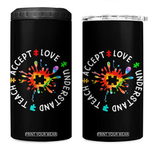 Autism Awareness 4 in 1 Can Cooler Tumbler Special Teacher Teach Accept Understand Love TS09 One Size: 16 oz Black Print Your Wear