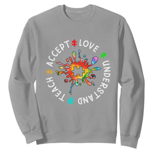 Autism Awareness Sweatshirt Special Teacher Teach Accept Understand Love TS09 Sport Gray Printyourwear