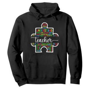 Autism Awareness Hoodie Special Teacher Teach Accept Understand Love TS09 Black Printyourwear