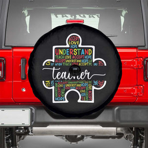 Autism Awareness Spare Tire Cover Special Teacher Teach Accept Understand Love TS09 Black Print Your Wear
