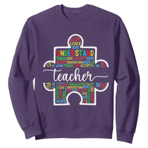 Autism Awareness Sweatshirt Special Teacher Teach Accept Understand Love TS09 Purple Printyourwear