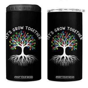 Autism Awareness 4 in 1 Can Cooler Tumbler Let's Grow Together Puzzle Flowers TS09 One Size: 16 oz Black Print Your Wear
