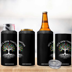 Autism Awareness 4 in 1 Can Cooler Tumbler Let's Grow Together Puzzle Flowers TS09 Print Your Wear
